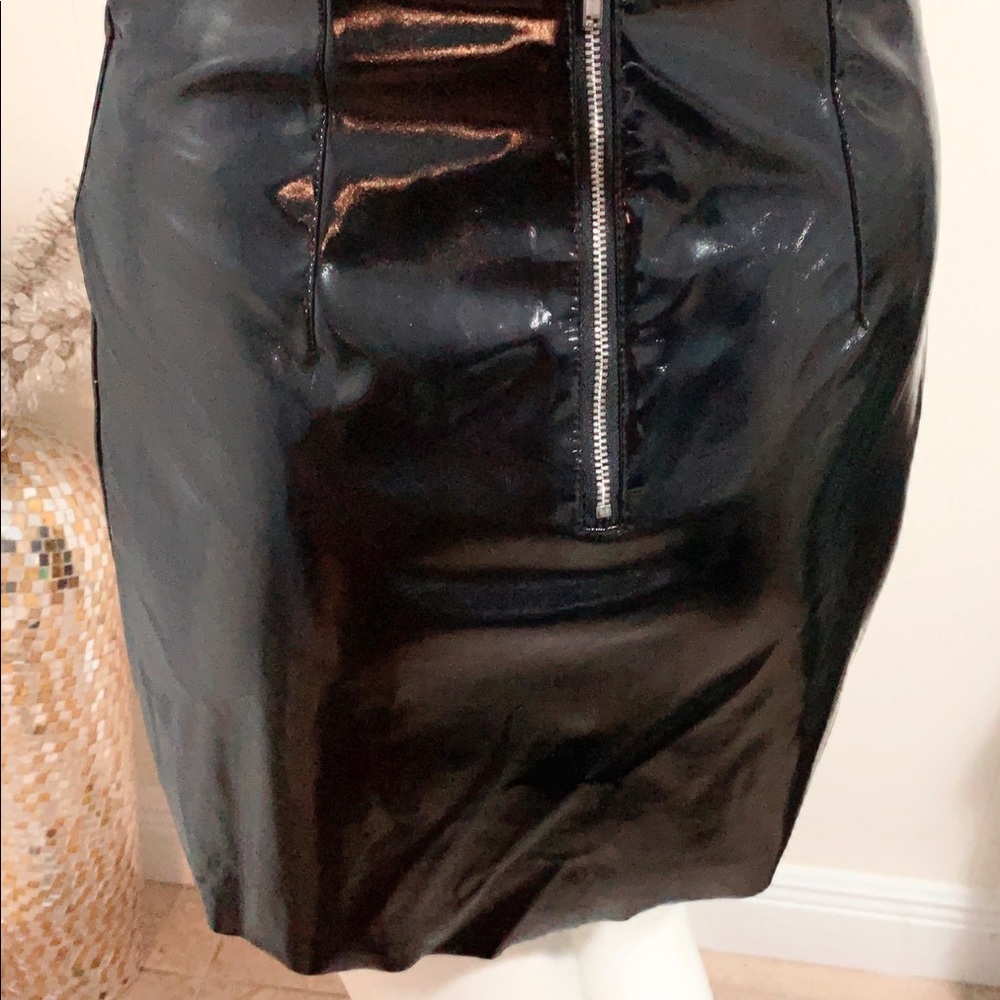 Black H&M patent leather skirt